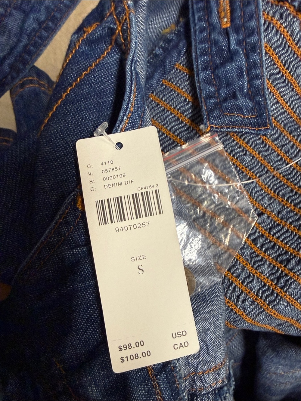 Anthropologie Blue Denim Embroidered Peplum Camisole - Picture 3 of 5